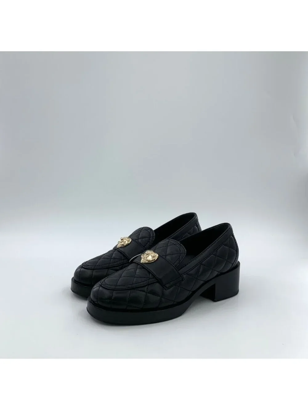Chanel Black Leather Round-Toe Flat Shoes